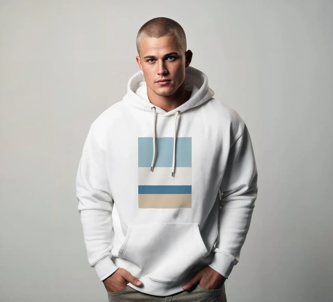 Semplice linea orizzontale che divide la composizione felpa con cappuccio da LIFESTYLE OBJECTS
