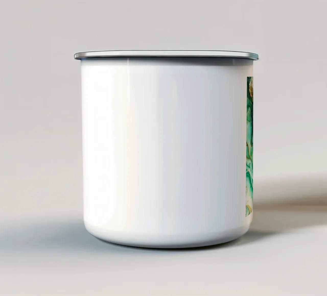 Witte en gitgroene vloeistof emaille mok van 🎁 NOBELART