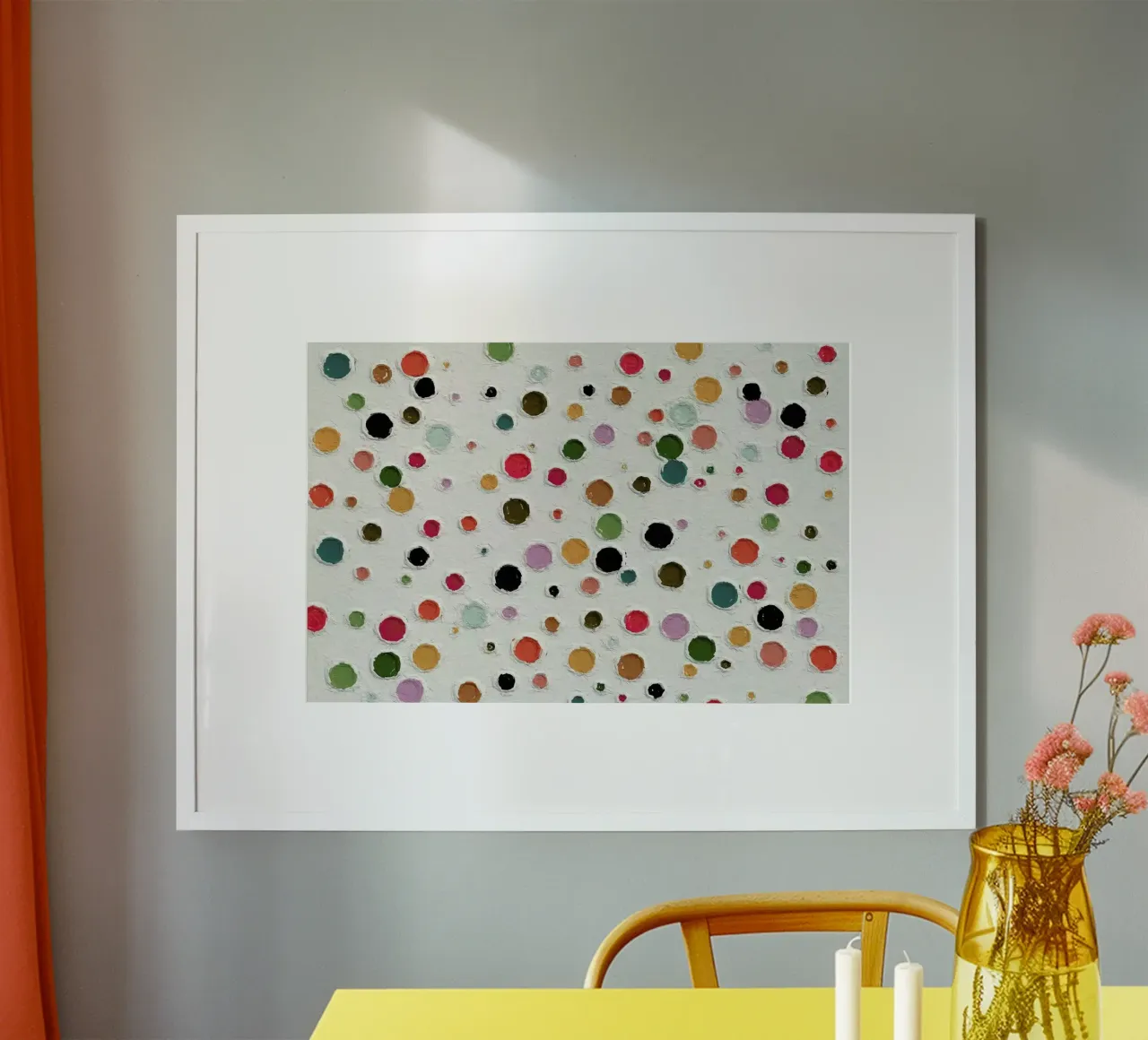 Color Dots poster con telaio in alluminio da In Full Color