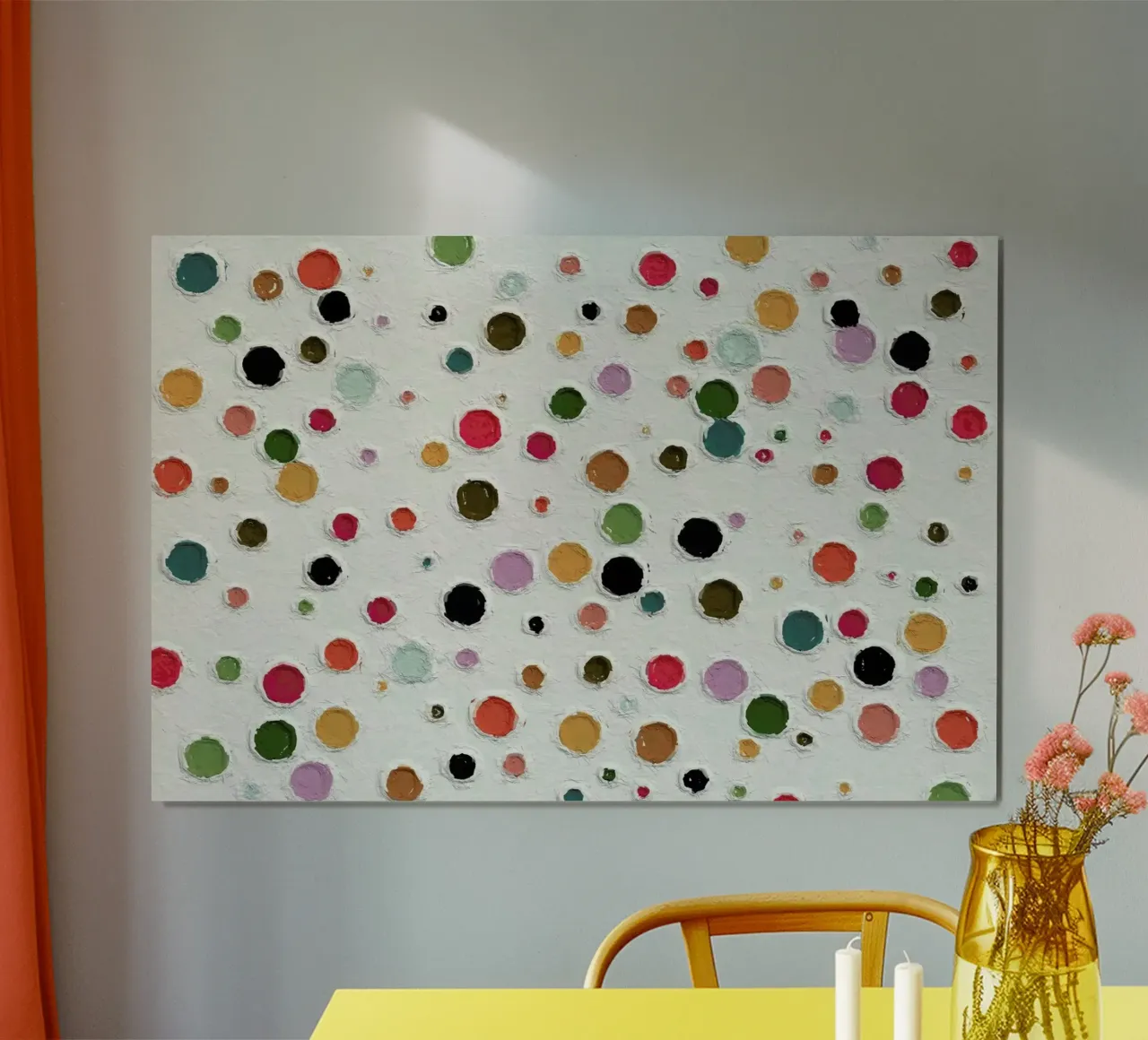 Color Dots poster con telaio in alluminio da In Full Color
