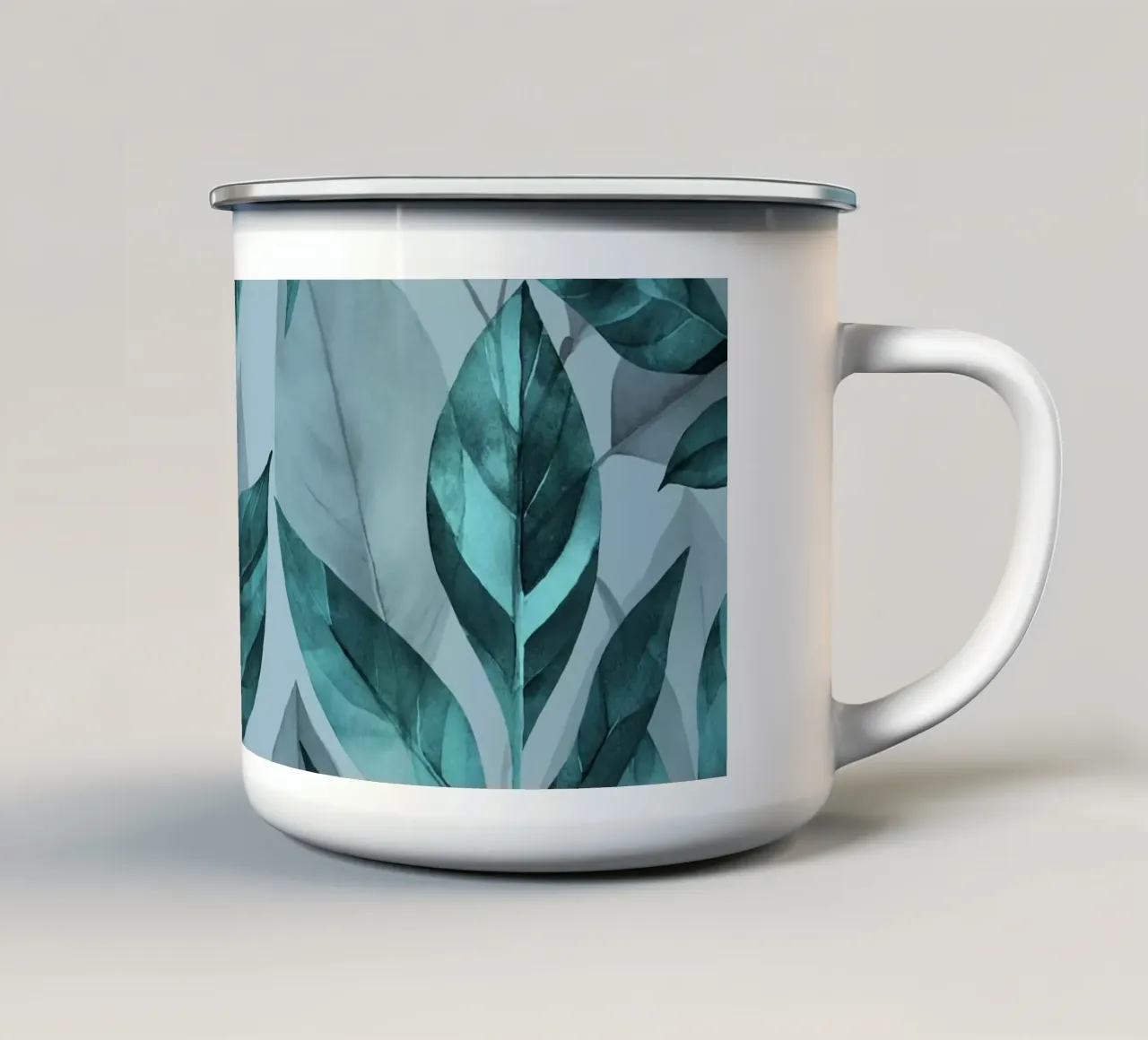 Foglie calme con tendenza al turchese tazza in smalto da Andrea Haase Modern Home