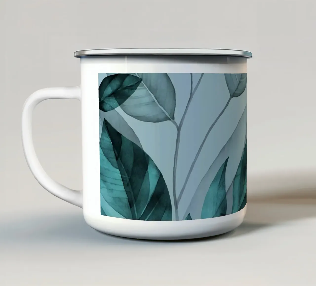 Foglie calme con tendenza al turchese tazza in smalto da Andrea Haase Modern Home