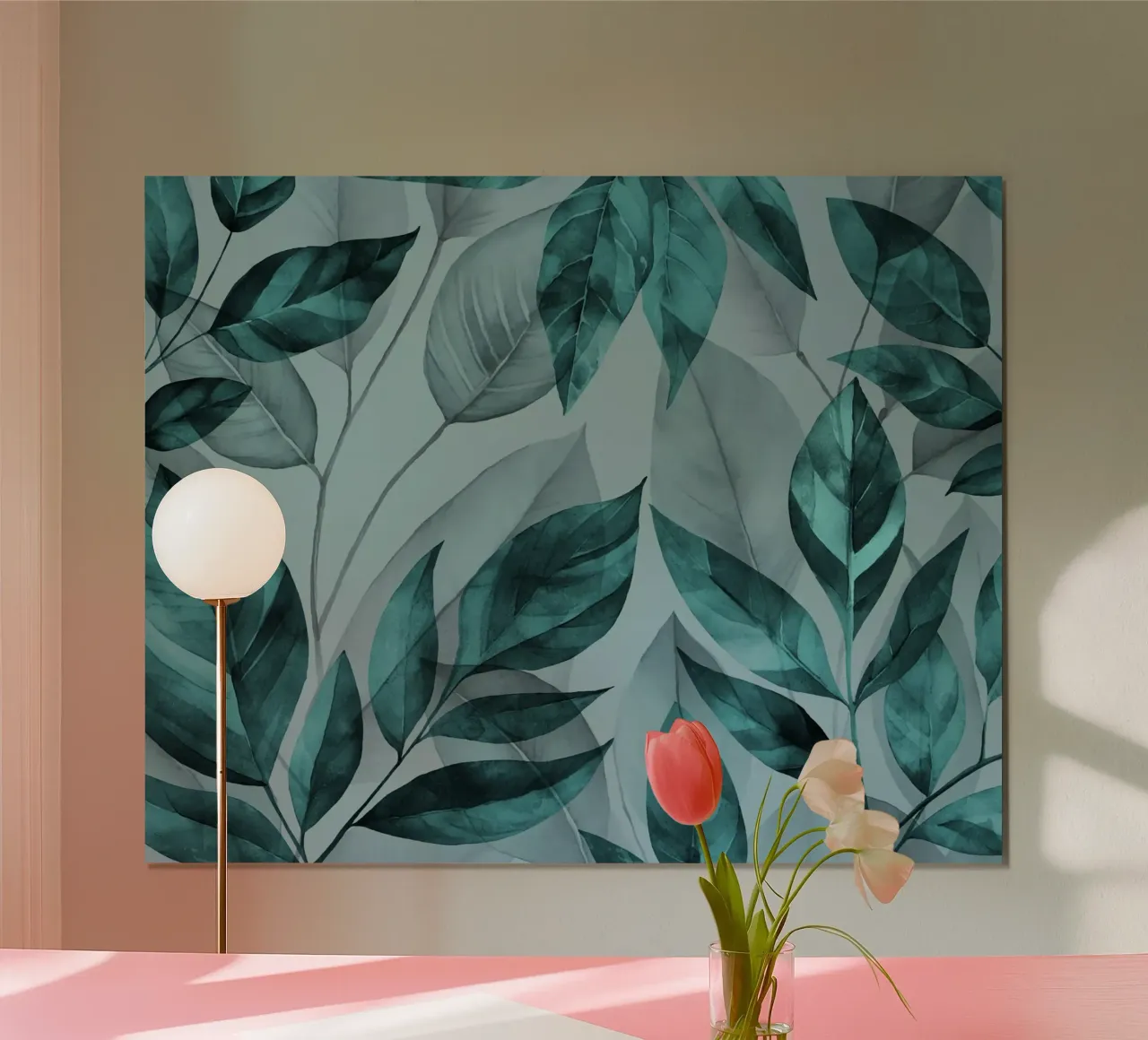 Foglie calme con tendenza al turchese poster con telaio in plastica da Andrea Haase Modern Home