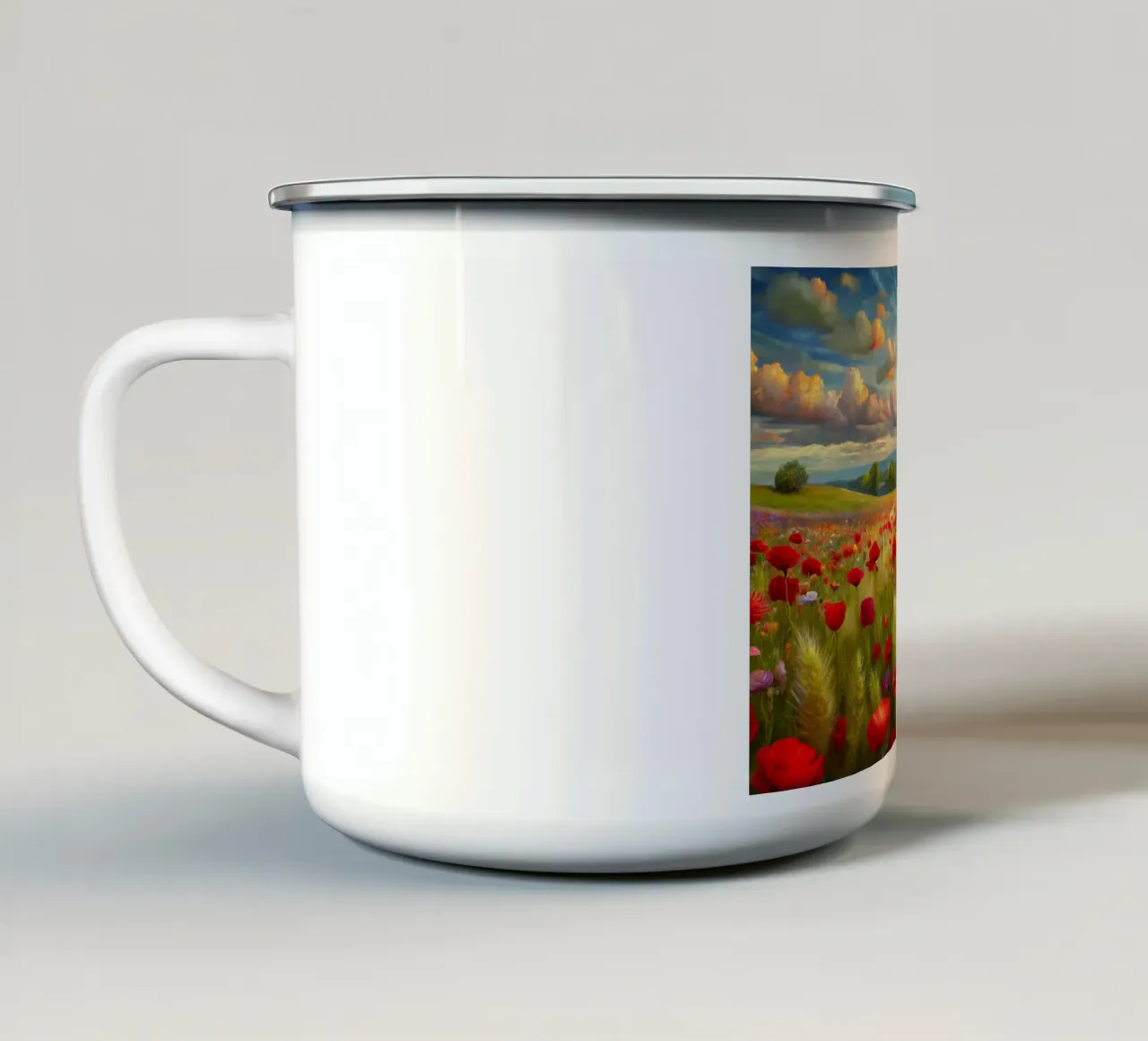 Campo di papaveri in primavera tazza in smalto da 🎁 NOBELART