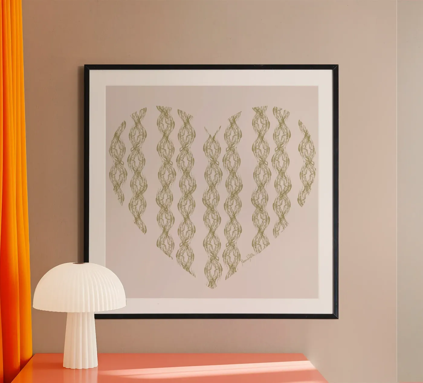Algae Braids on pink poster da Mandalla Pattern