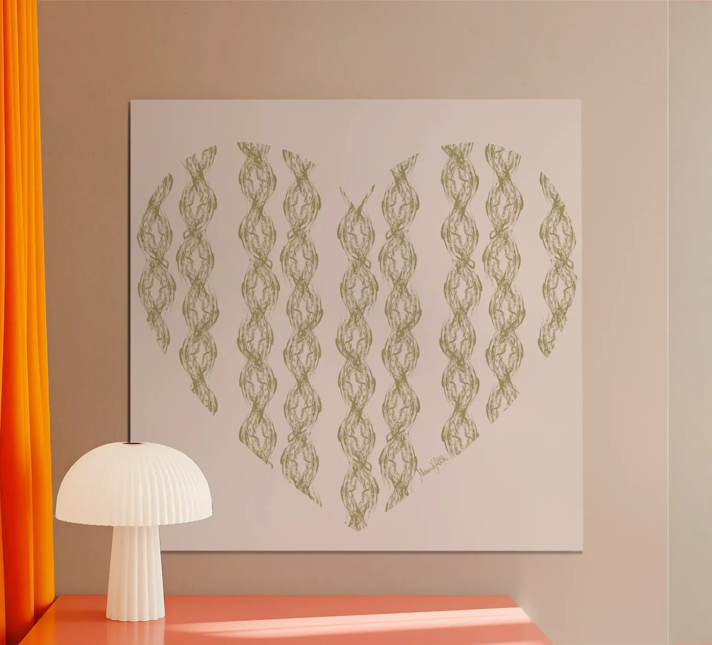 Algae Braids on pink poster da Mandalla Pattern