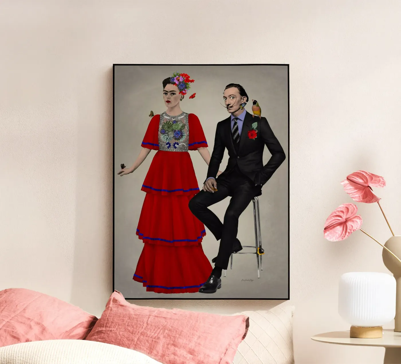 Frida e Dalí acryl van Ana Paula Hoppe