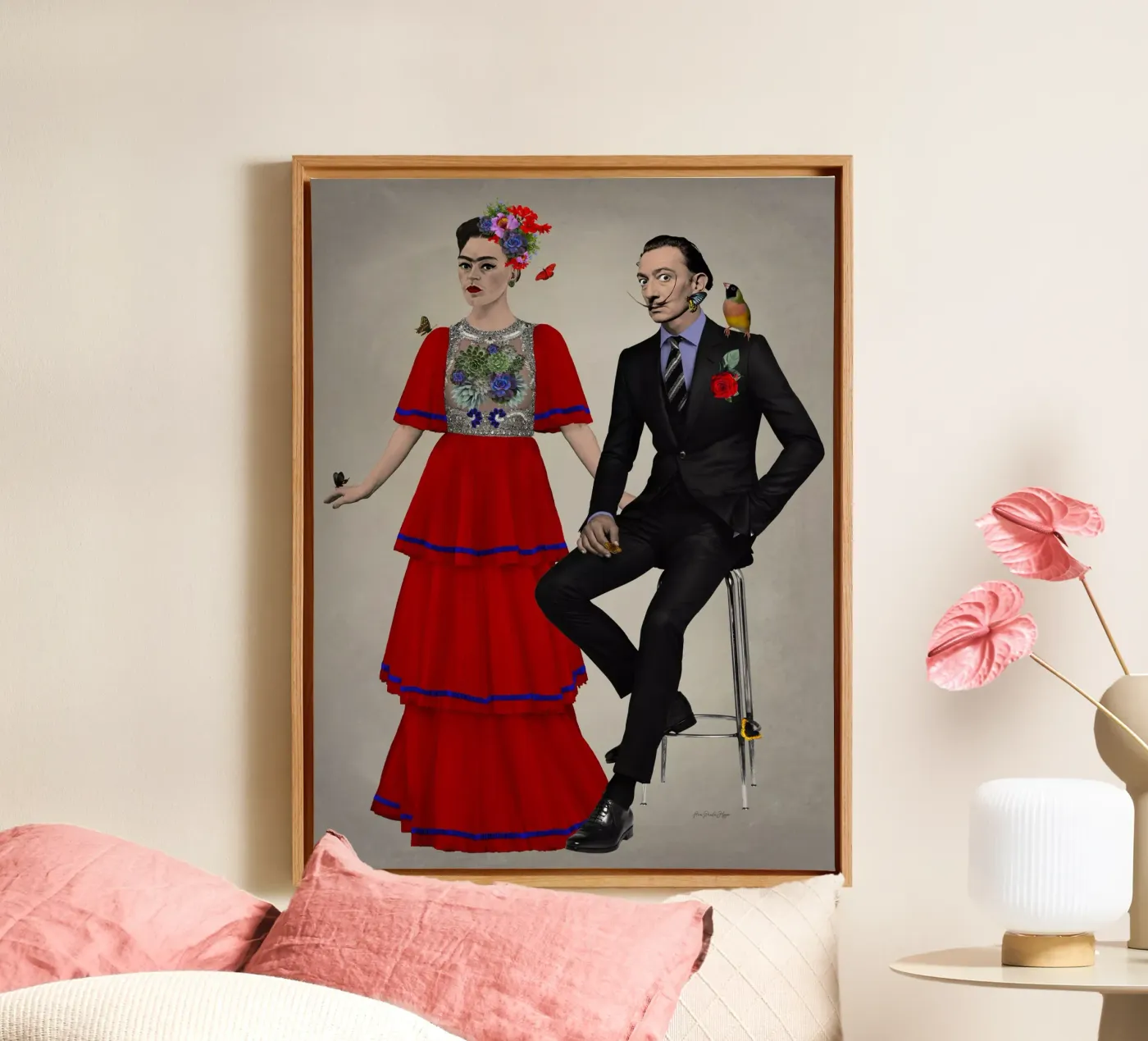 Frida e Dalí canvas van Ana Paula Hoppe
