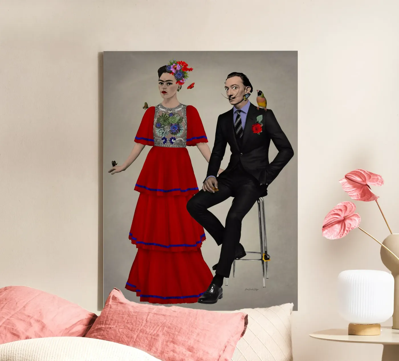 Frida e Dalí canvas van Ana Paula Hoppe