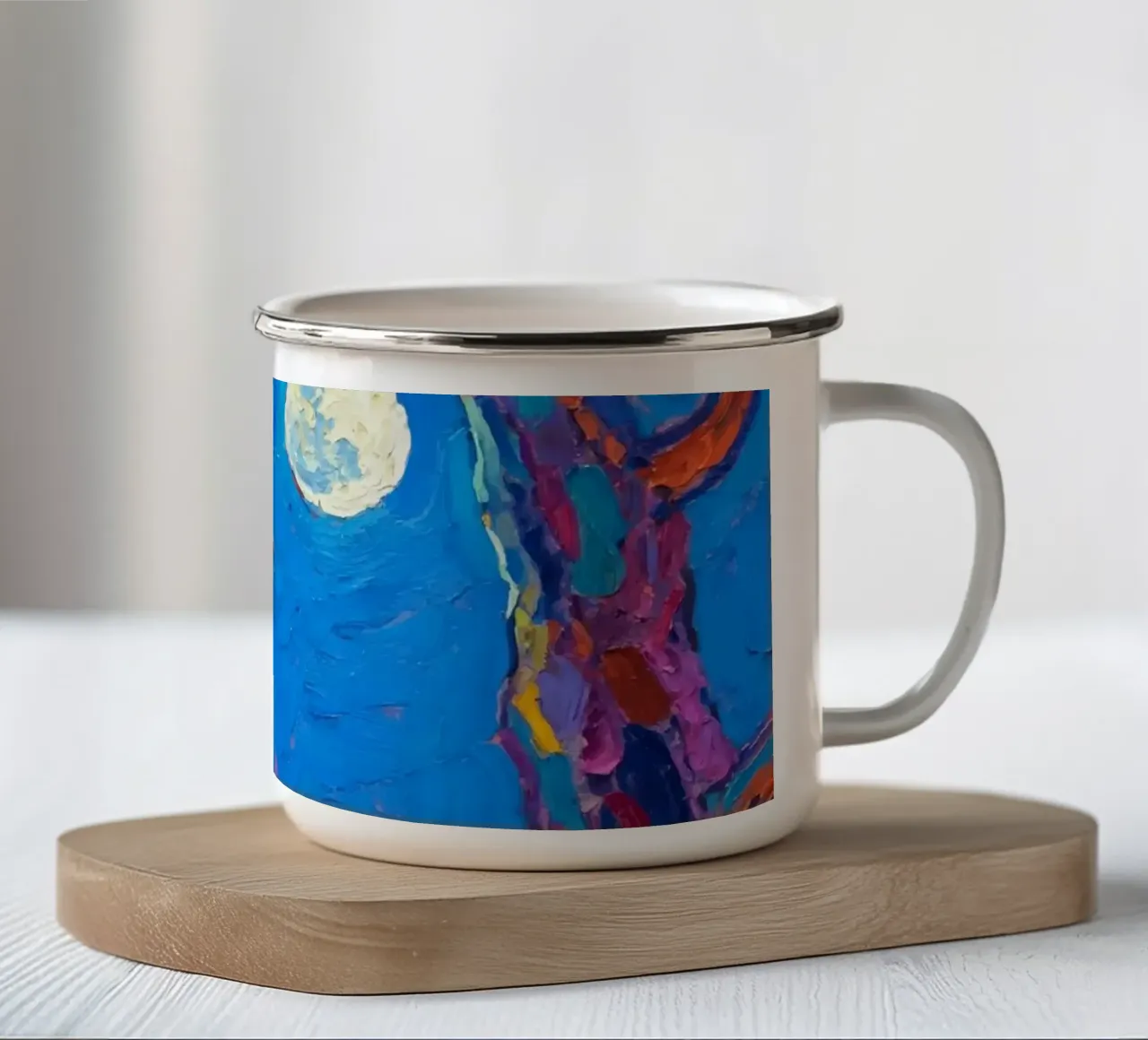 corvi sui rami degli alberi di notte tazza in smalto da Slash Shop
