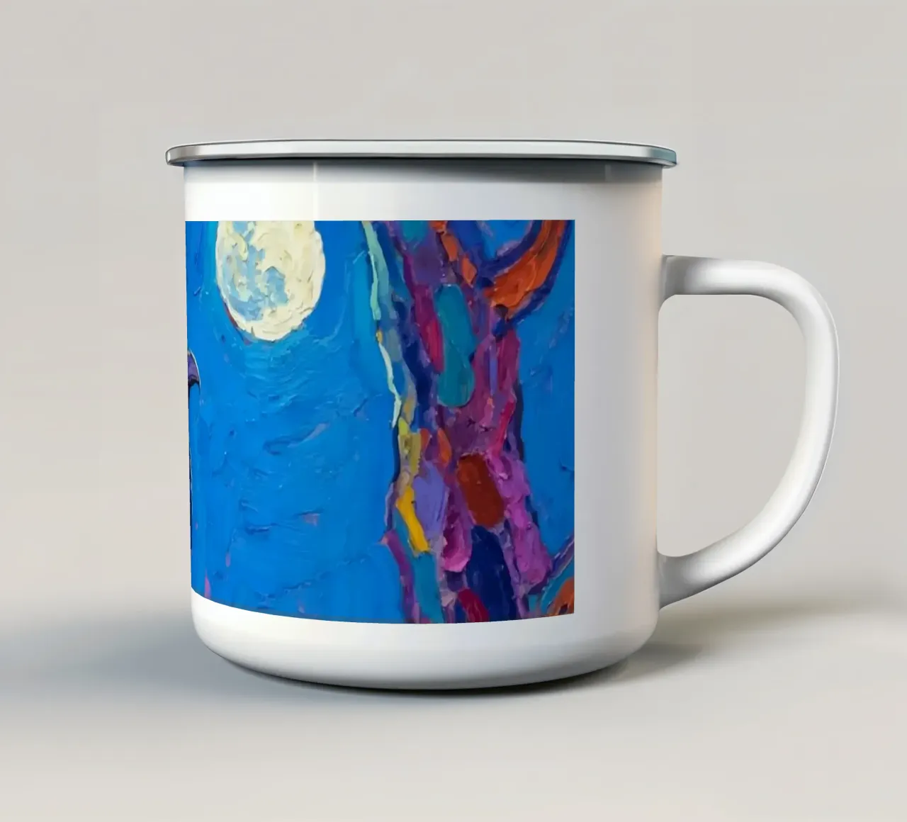 corvi sui rami degli alberi di notte tazza in smalto da Slash Shop