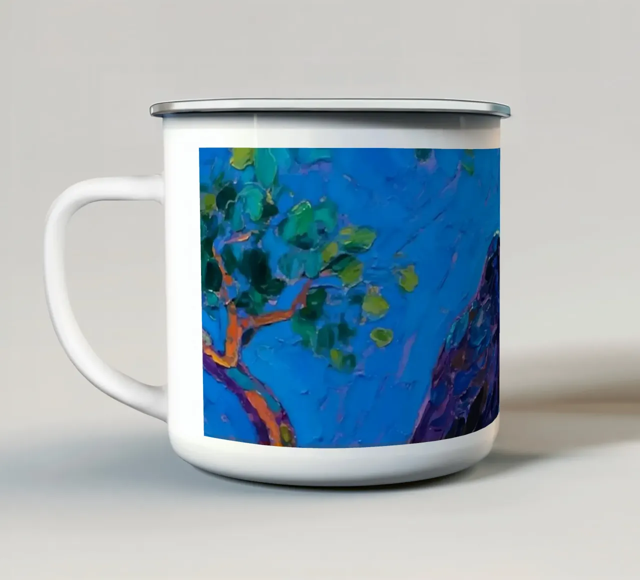 corvi sui rami degli alberi di notte tazza in smalto da Slash Shop