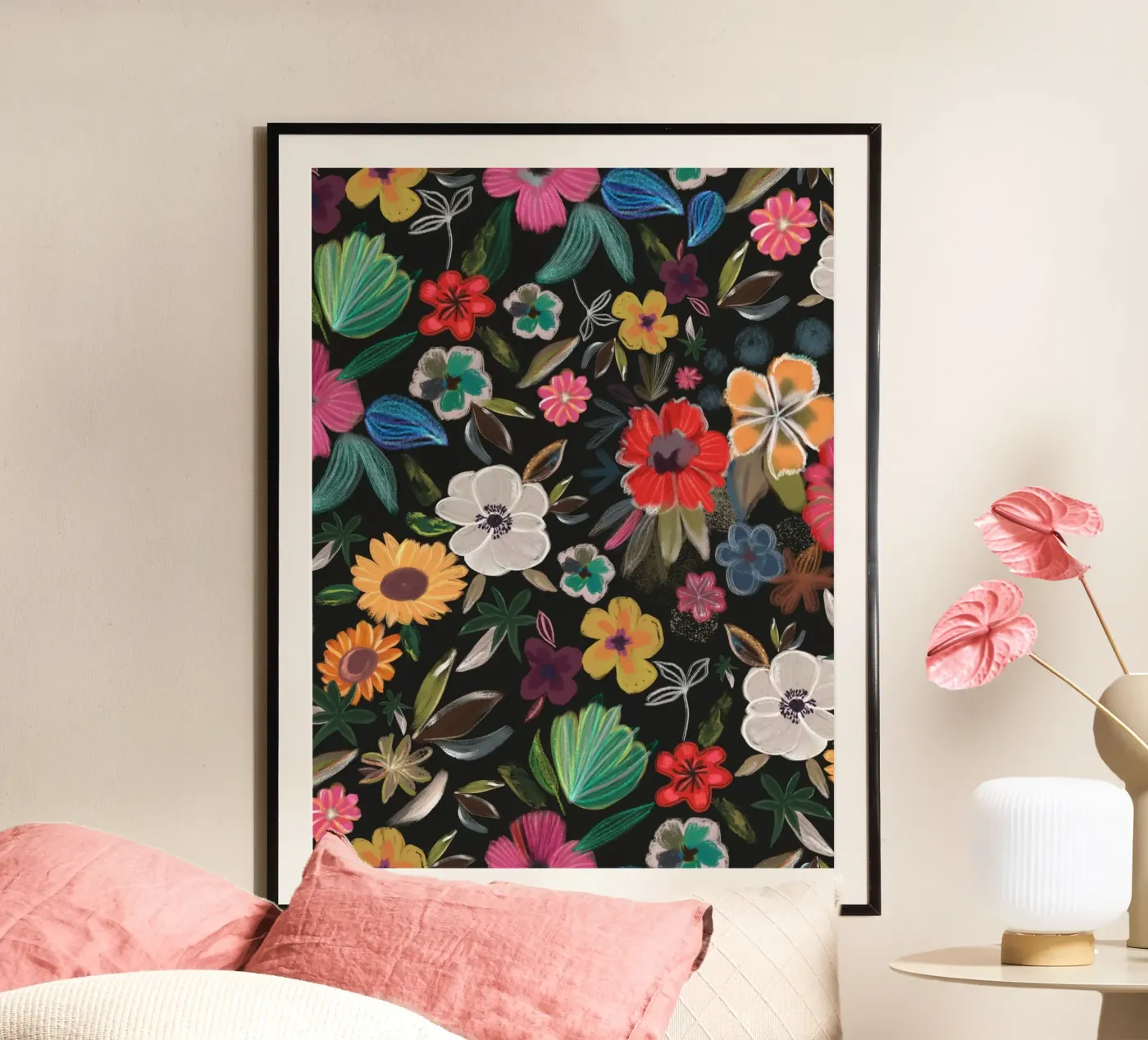 Moody flowers pattern poster by GalerieGG