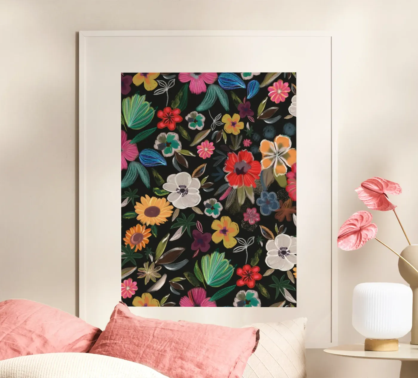 Moody flowers pattern poster by GalerieGG