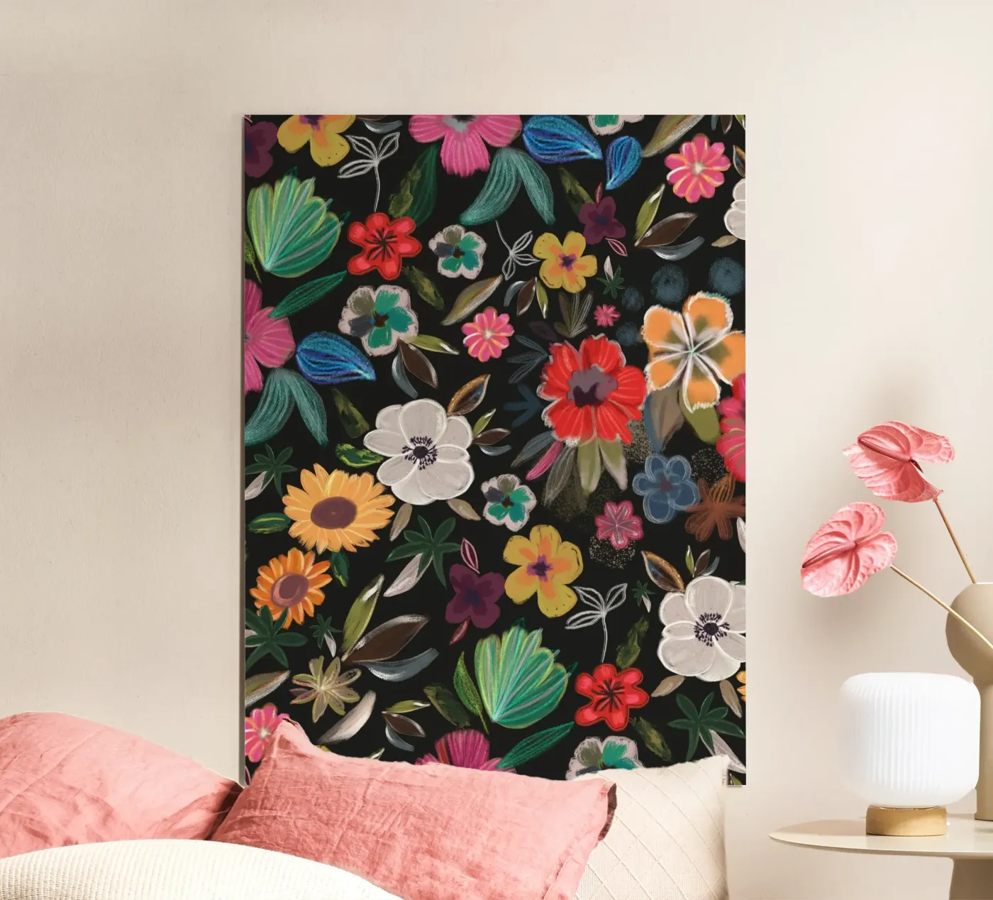 Moody flowers pattern poster by GalerieGG