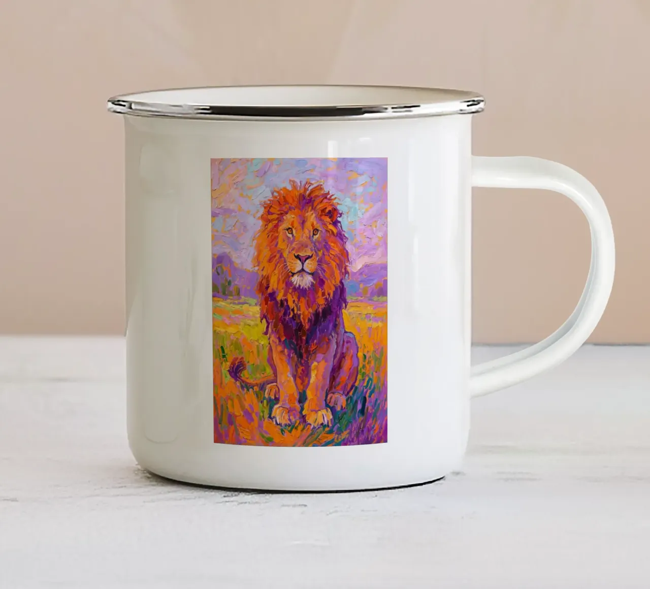 Leone tazza in smalto da Slash Shop