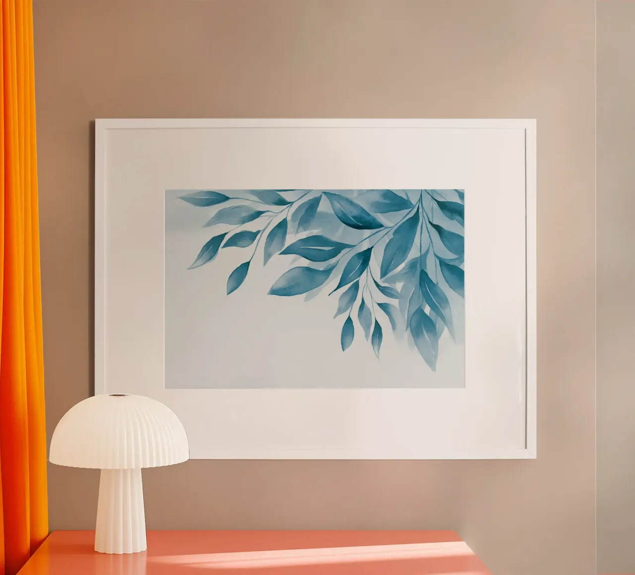 Ora blu Fogliame delicato poster con telaio in legno da Andrea Haase Modern Home