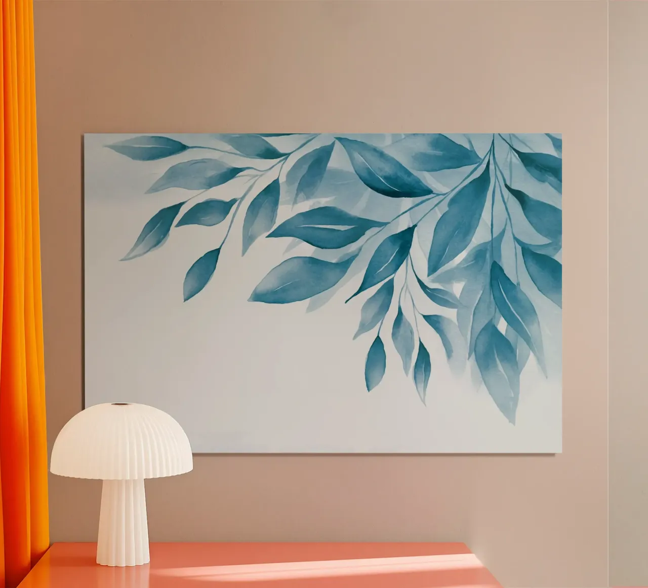 Ora blu Fogliame delicato poster con telaio in legno da Andrea Haase Modern Home