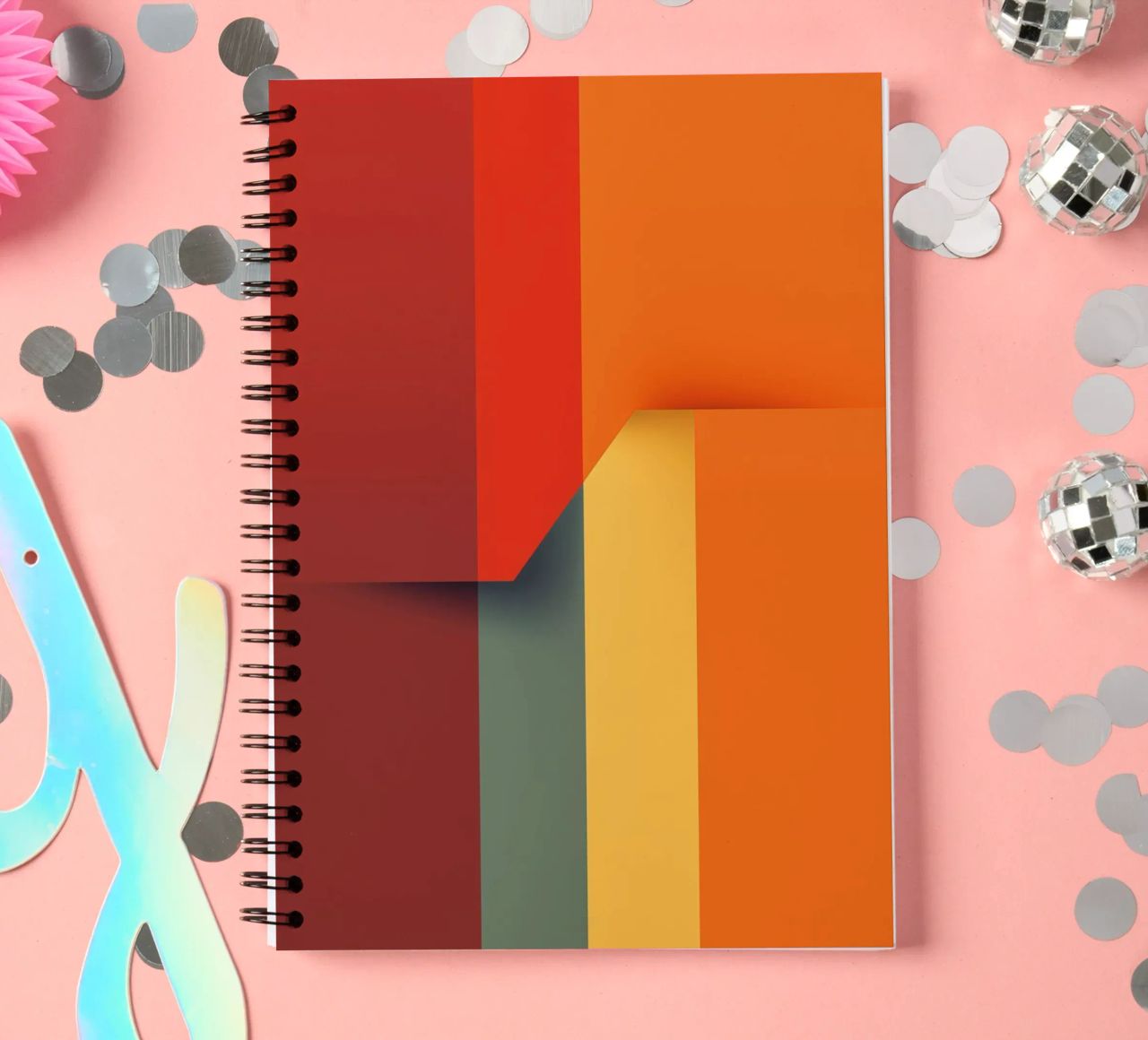 Minimalistic Abstract Retro Poster Cut Design spiral notebook by Autofocus