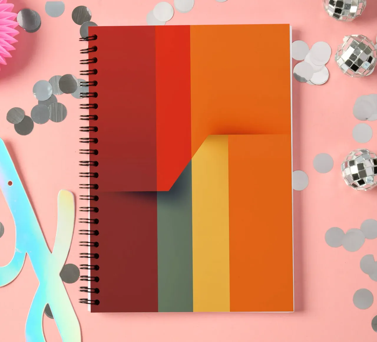 Minimalistic Abstract Retro Poster Cut Design Ringbuch von Autofocus