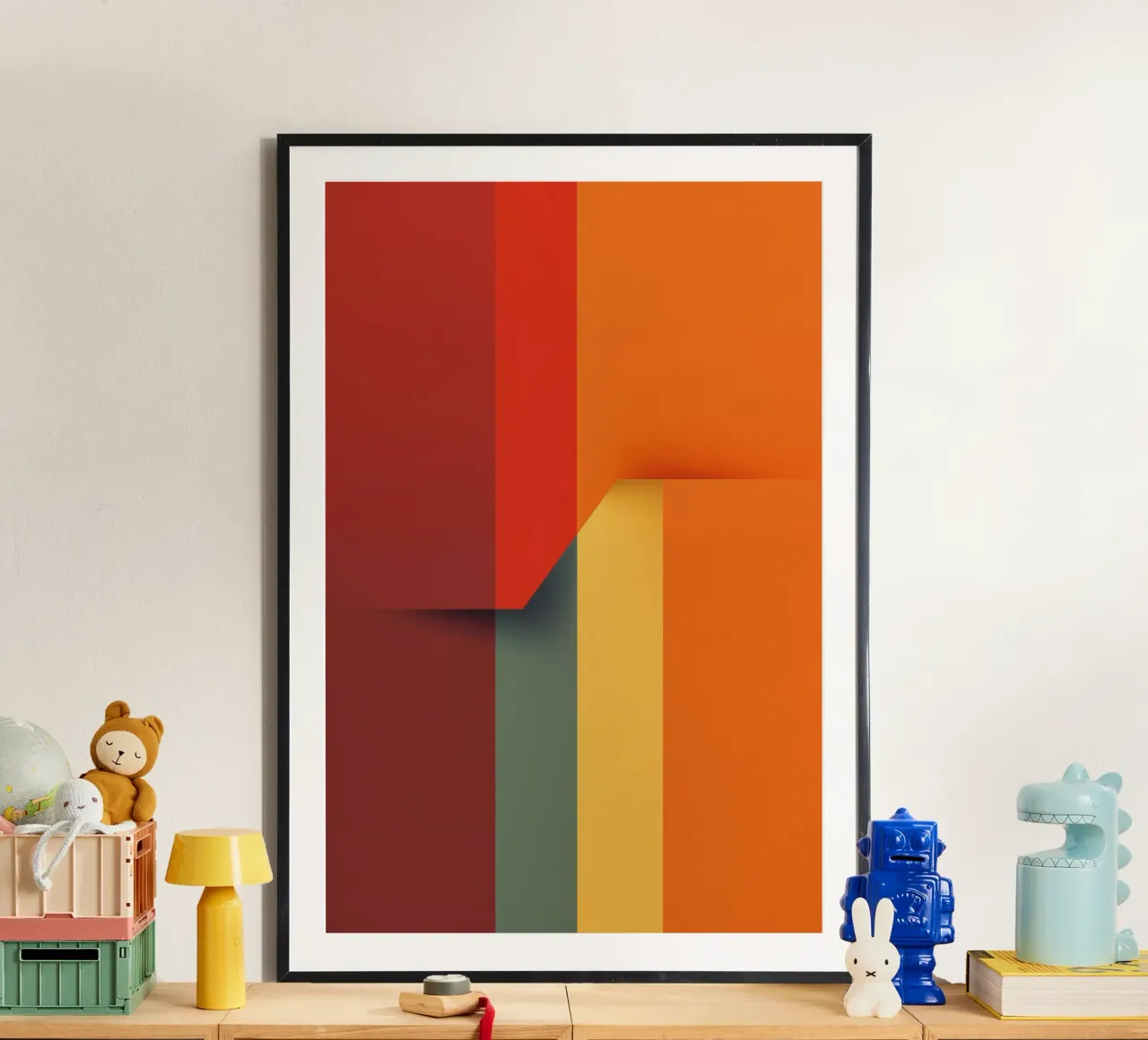 Minimalistic Abstract Retro Poster Cut Design poster con telaio in plastica da Autofocus
