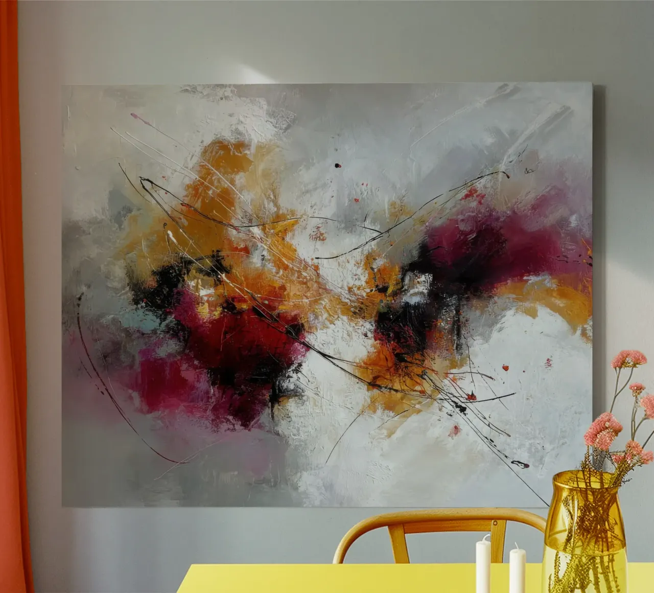Vibrant Collision of Color and Motion canvas by StudioVO