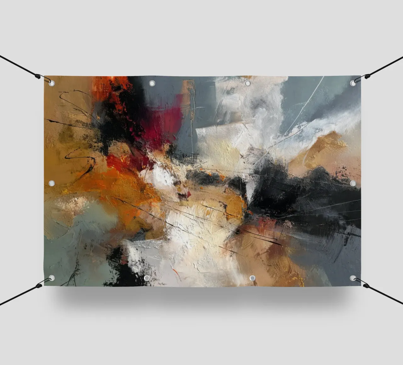 Espressione astratta con ocra, marrone e rosso intenso telo in pvc da StudioVO