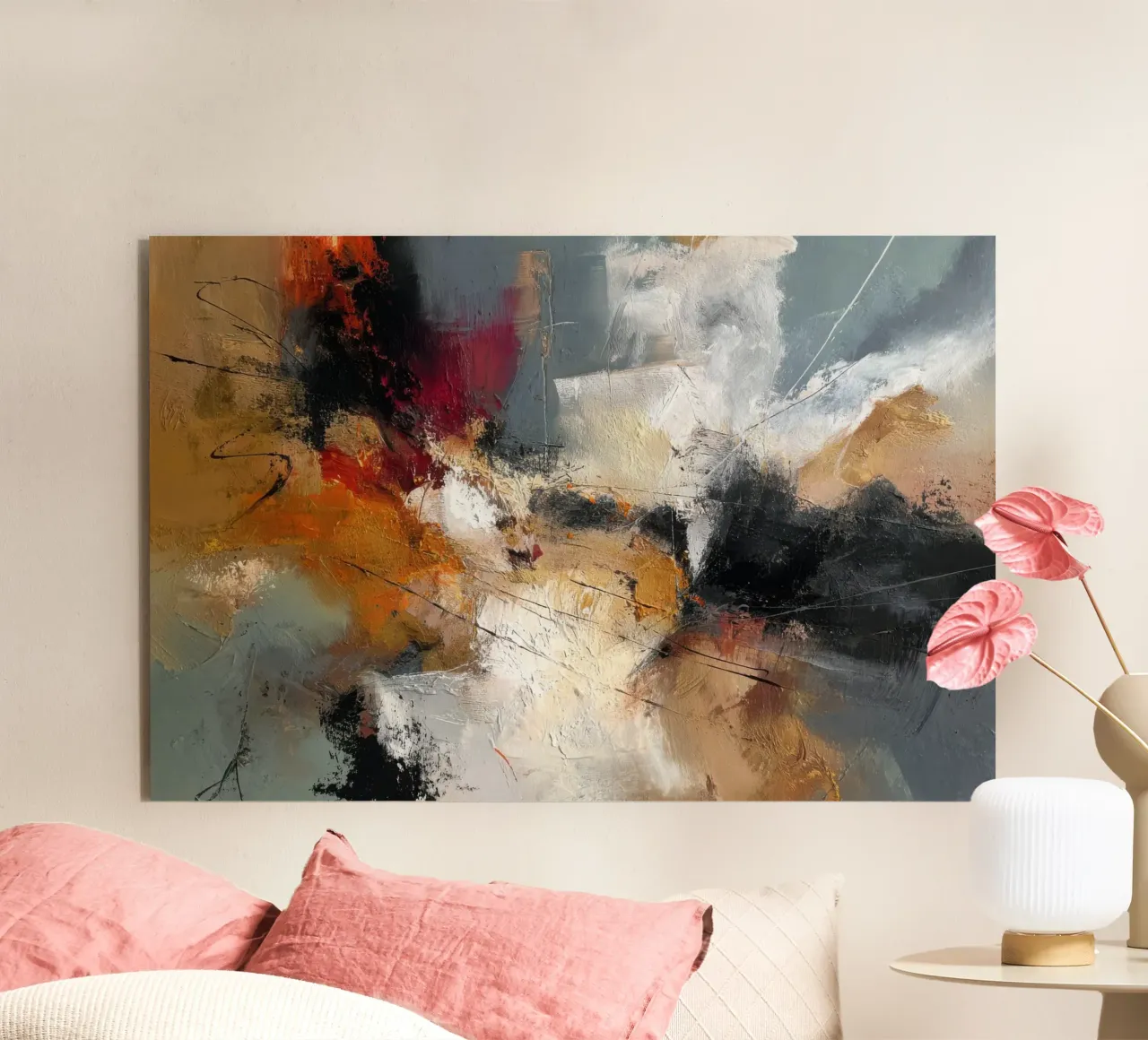 Espressione astratta con ocra, marrone e rosso intenso alluminio dibond da StudioVO