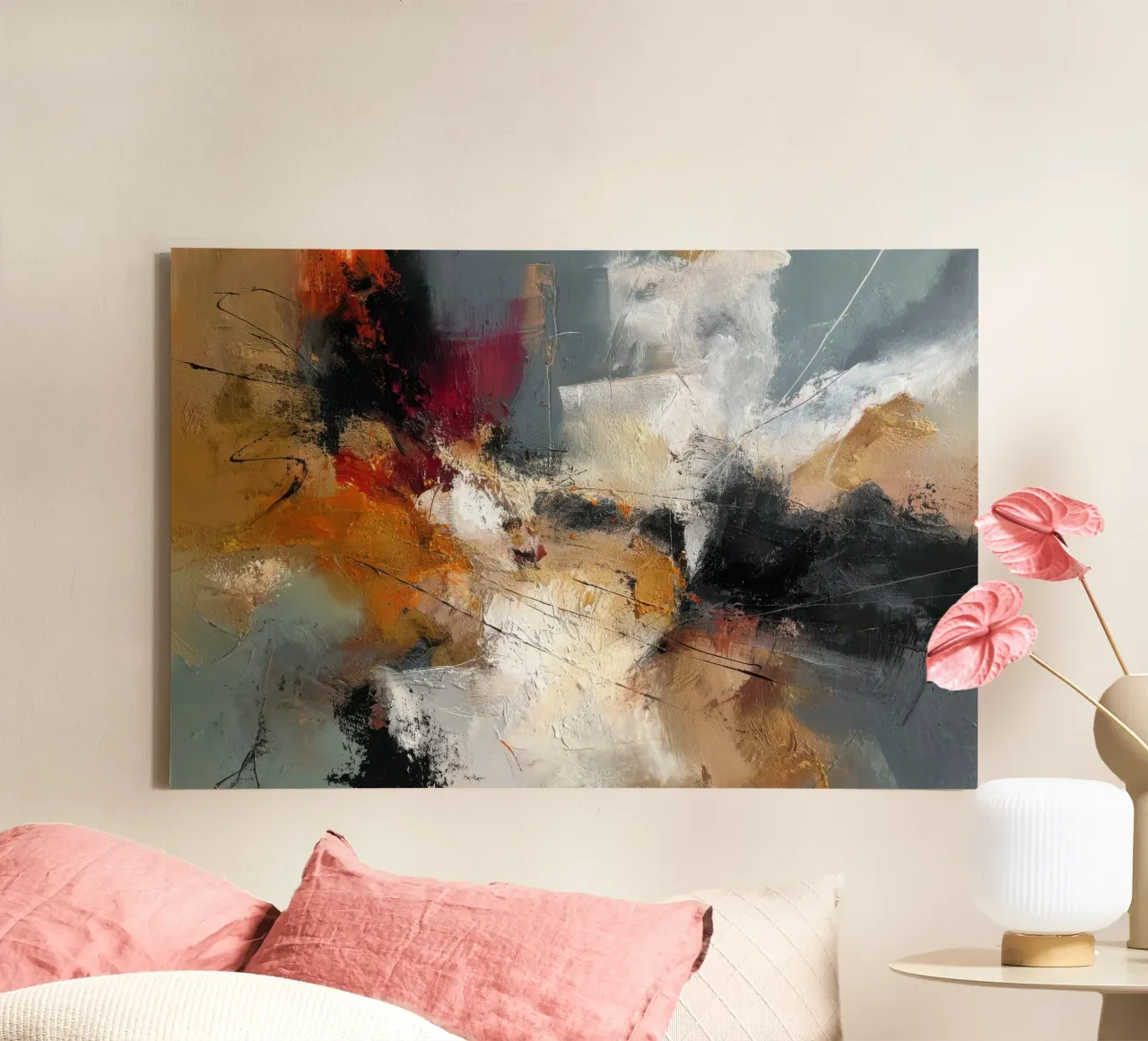 Abstract Expression with Ochre, Brown and Deep Red canvas by StudioVO
