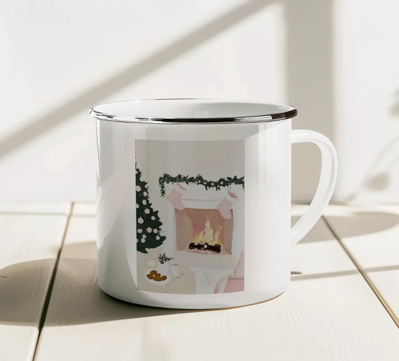 Fuoco di Natale, Notte di Natale, Albero di Natale tazza in smalto da Little Lila