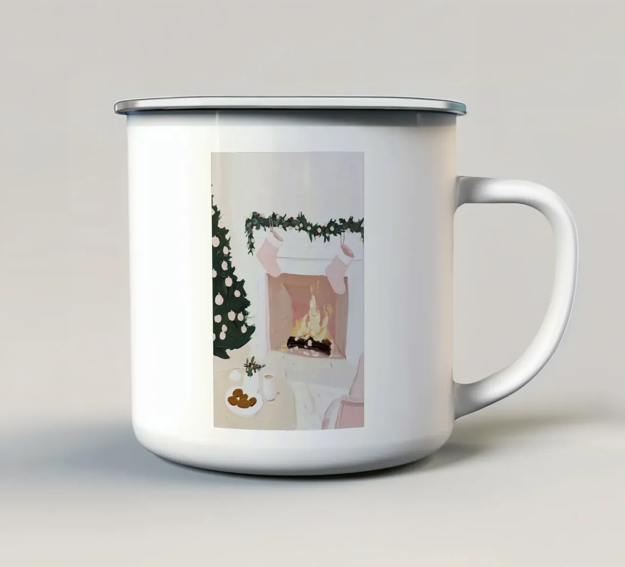 Fuoco di Natale, Notte di Natale, Albero di Natale tazza in smalto da Little Lila