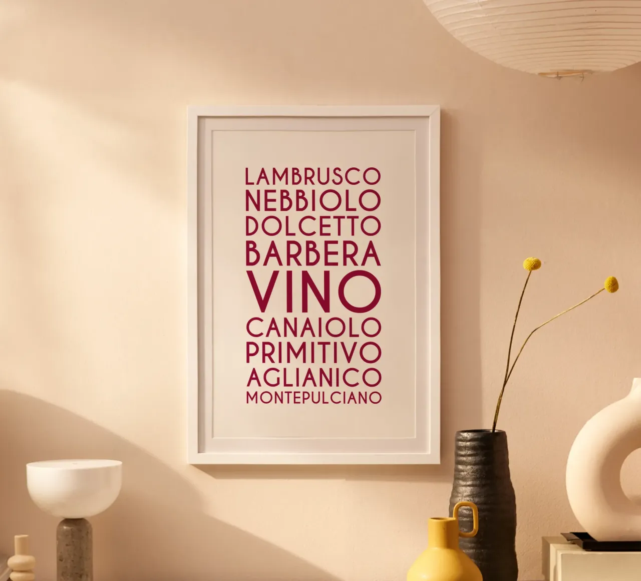 Italienische Rotweine Rebsorten von Nord nach Süditalien Poster von Typo Designs