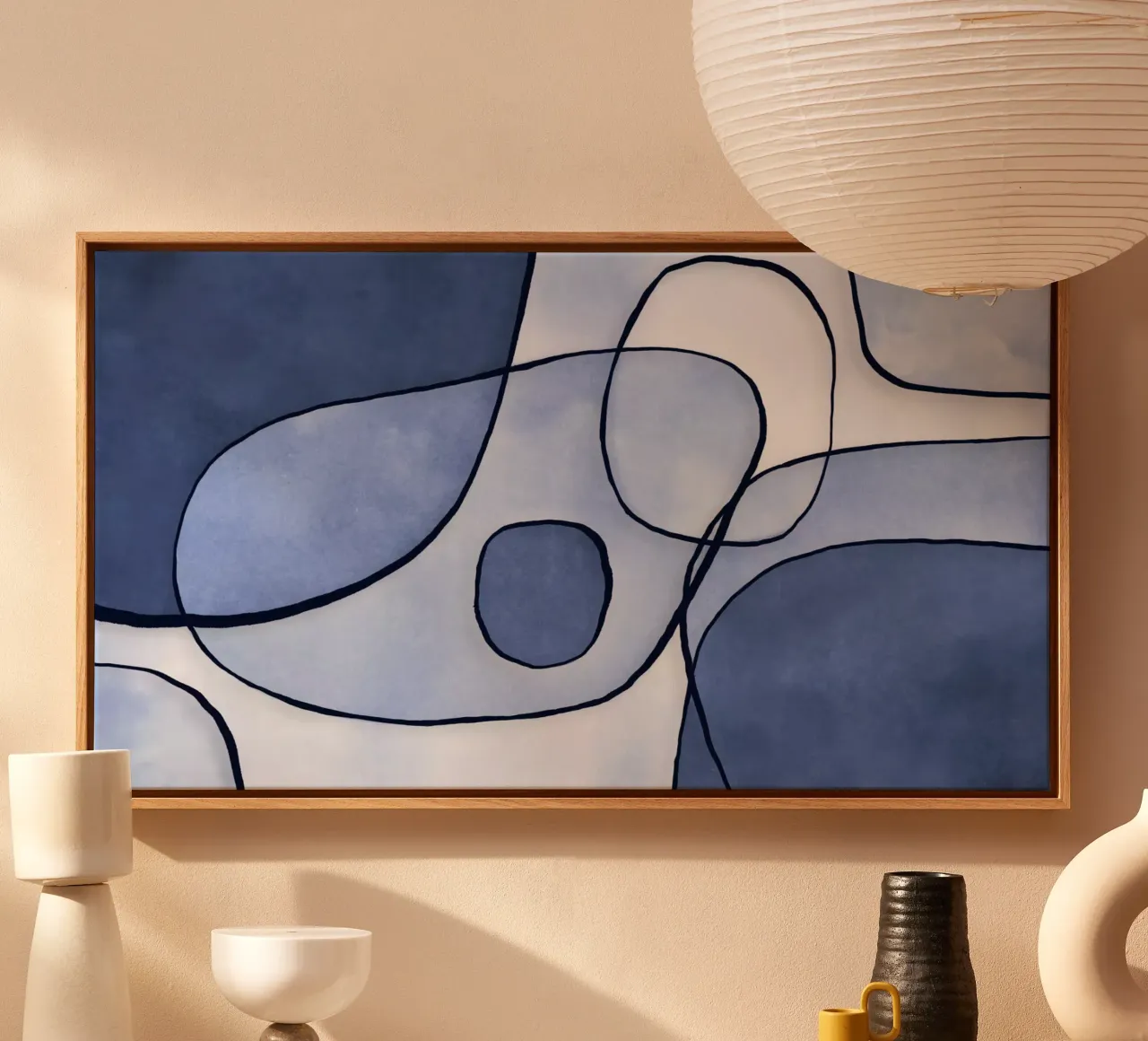 Abstract blauw II canvas met Baklijst van Andrea Haase Modern Home