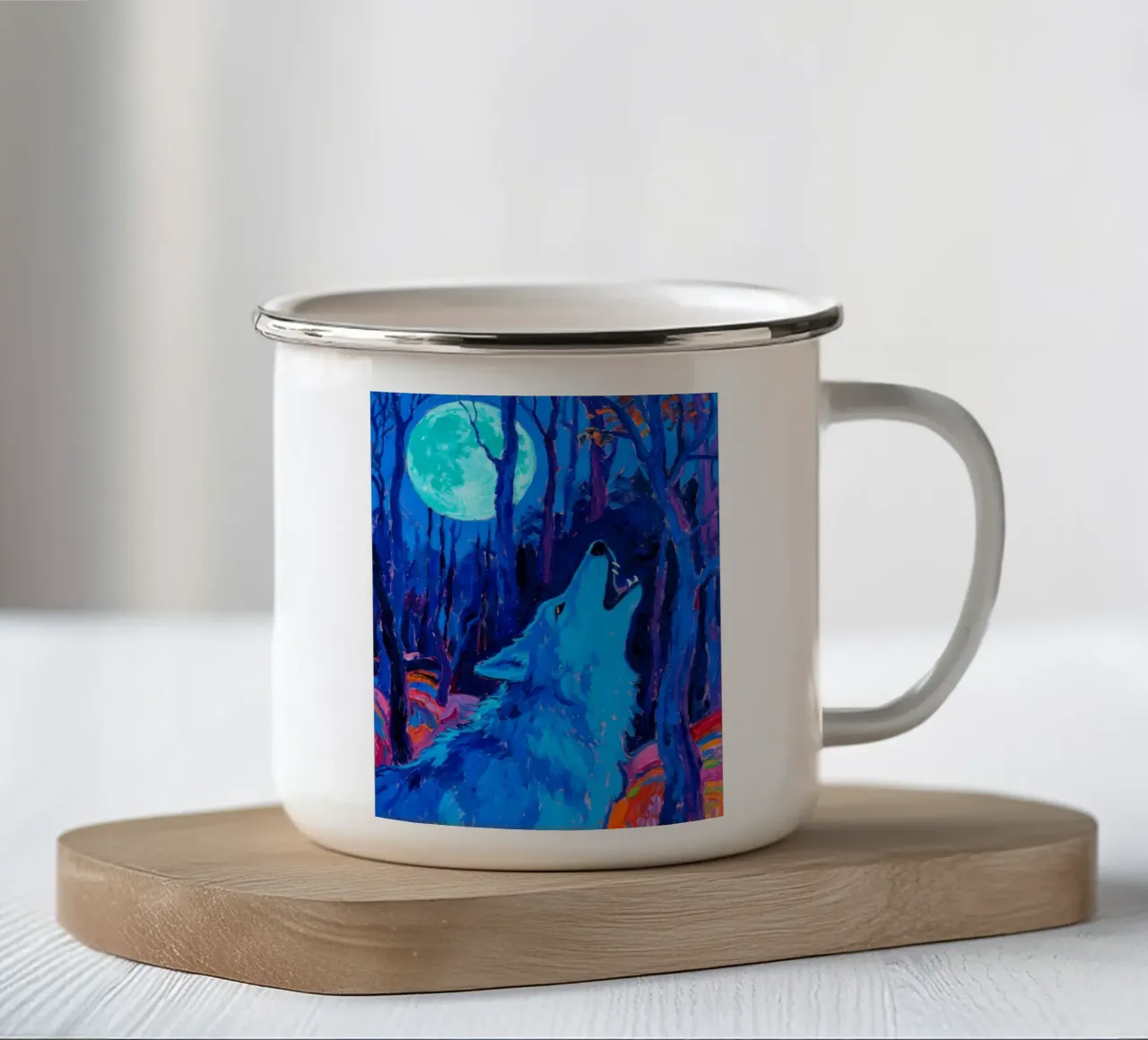 Lupo urlante tazza in smalto da Slash Shop