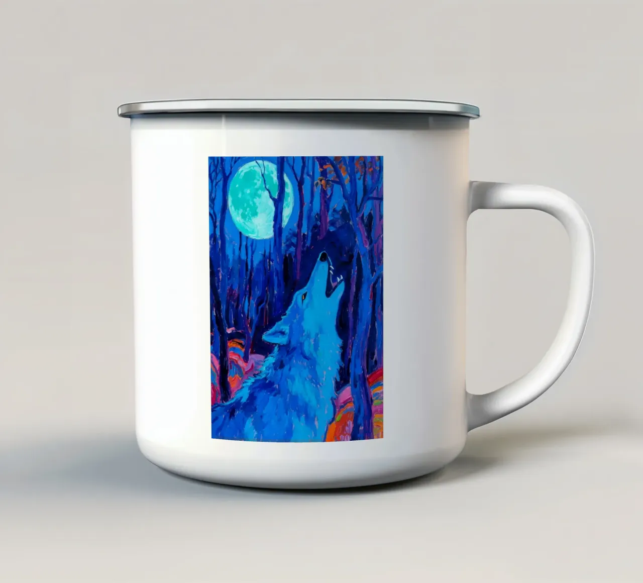 Lupo urlante tazza in smalto da Slash Shop