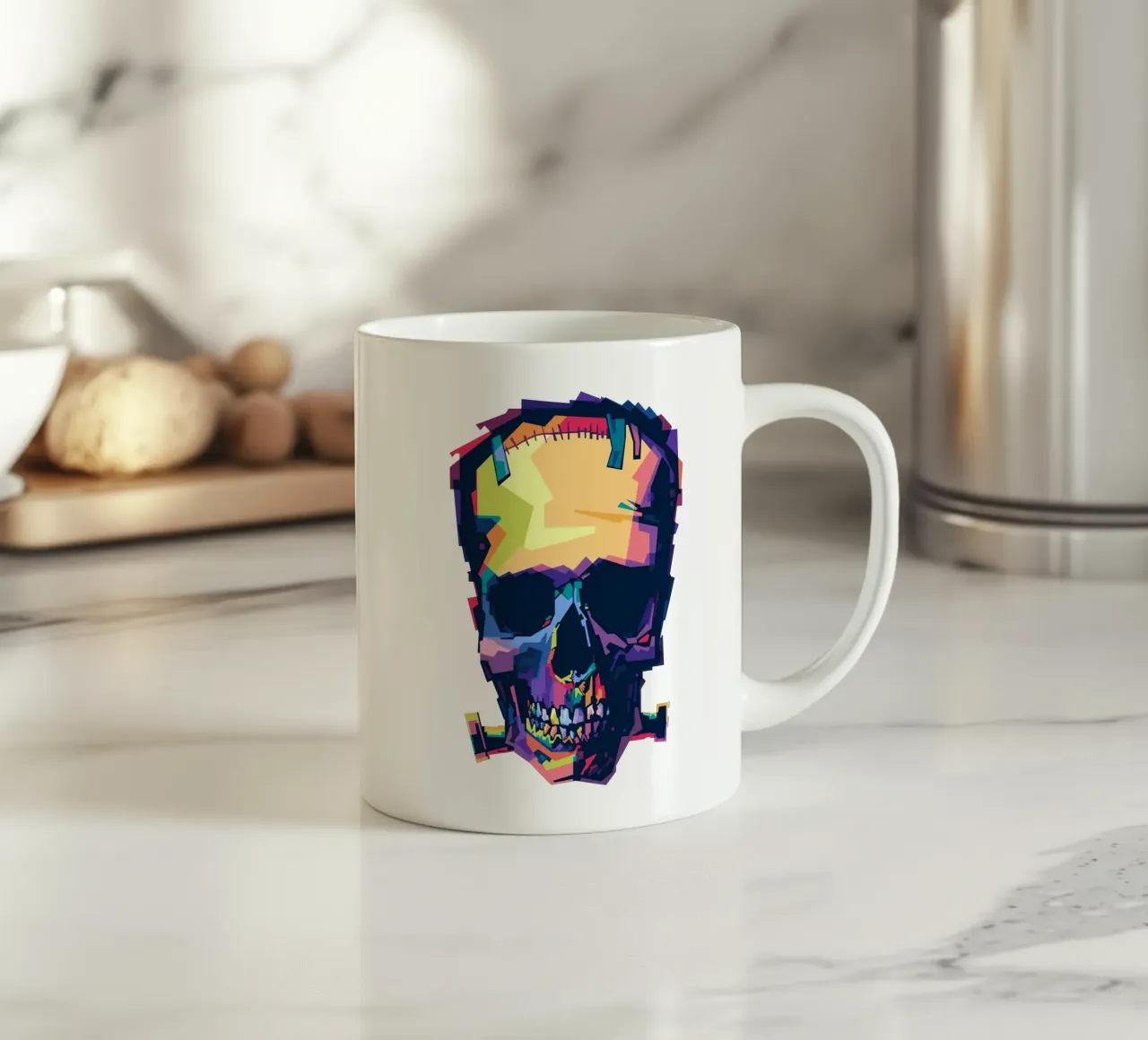 Teschio di Frankenstein Pop Art tazza in ceramica da Alkahfsmart
