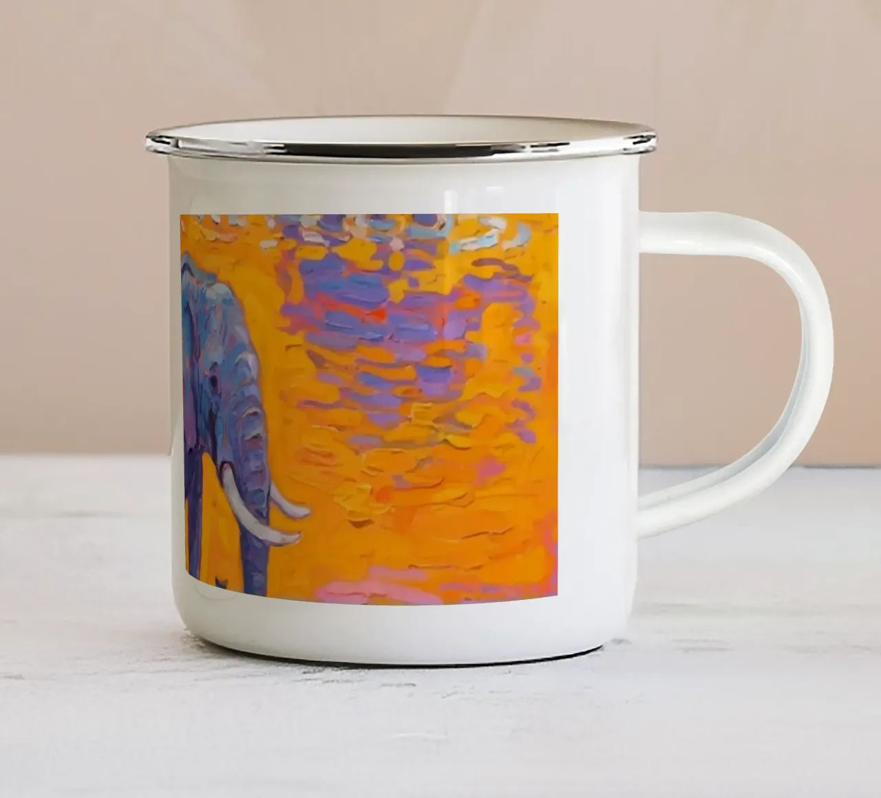 Elefante nel fiume tazza in smalto da Slash Shop