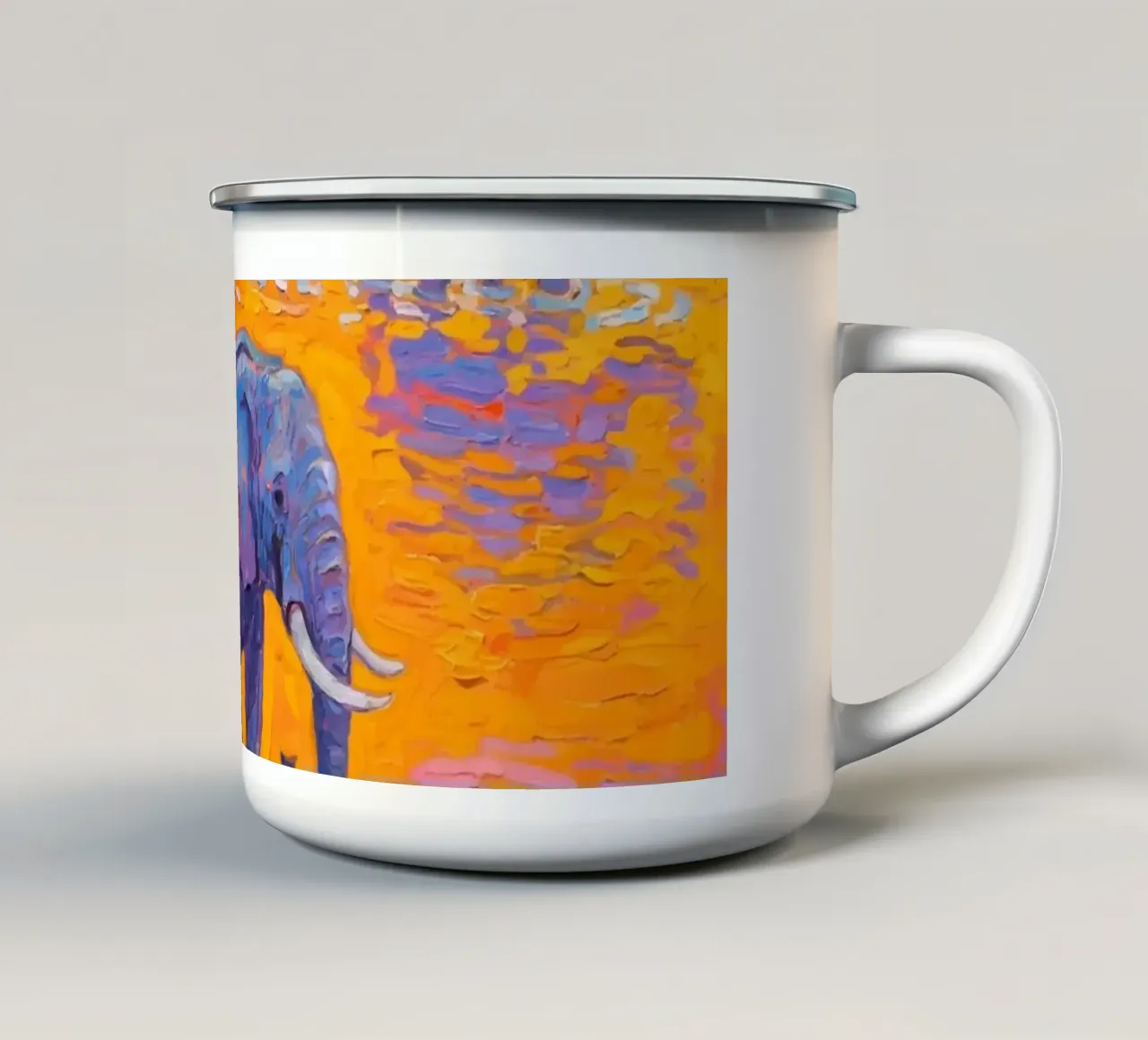 Elefante nel fiume tazza in smalto da Slash Shop