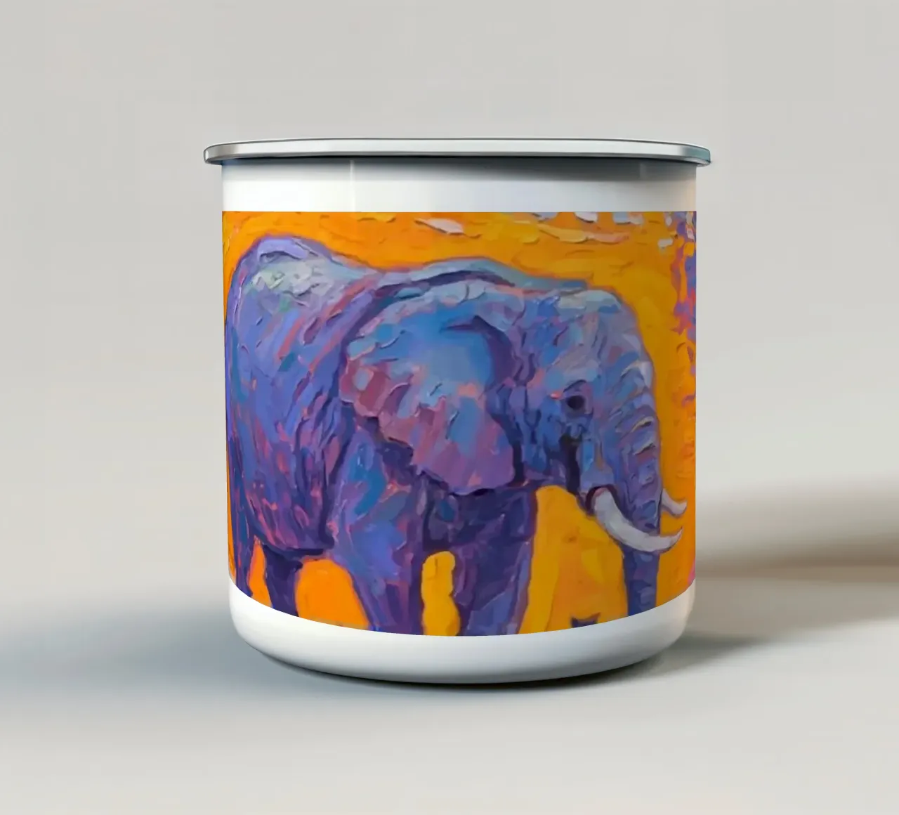 Elefante nel fiume tazza in smalto da Slash Shop