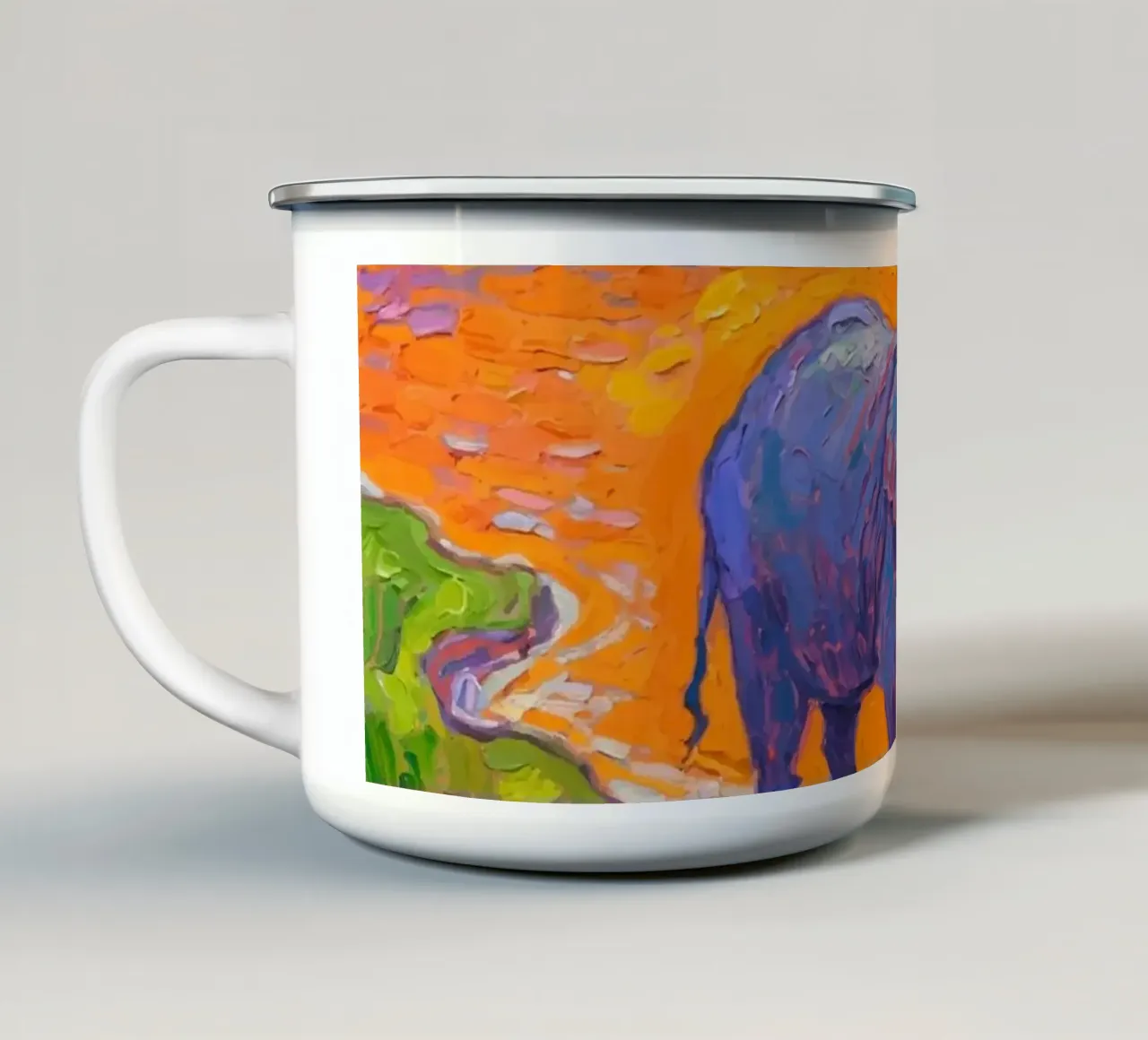 Elefante nel fiume tazza in smalto da Slash Shop