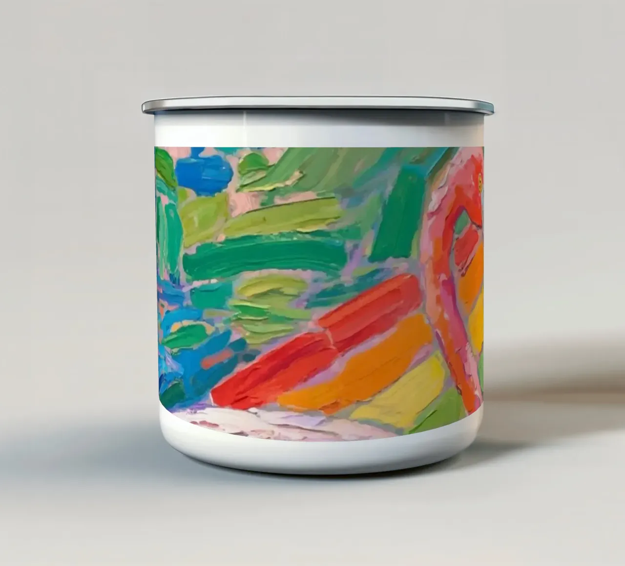 Fenicotteri in piedi nel fiume tazza in smalto da Slash Shop