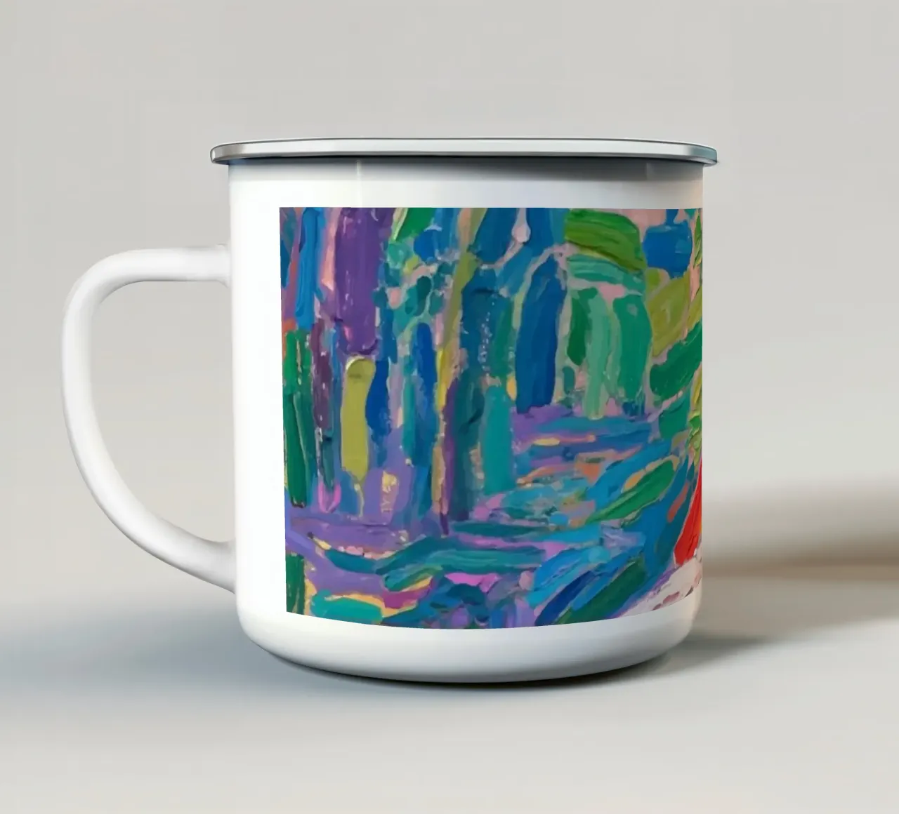 Fenicotteri in piedi nel fiume tazza in smalto da Slash Shop