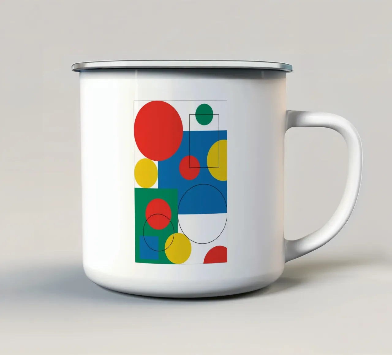 Linea geometrica Bauhaus in grassetto tazza in smalto da Studio Fun Boy