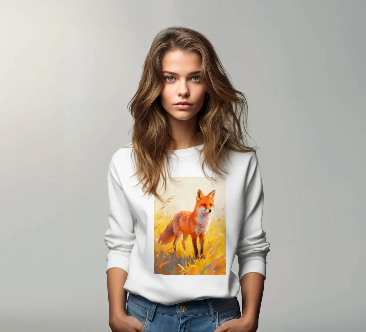 Volpe in piedi nel prato felpa da Slash Shop