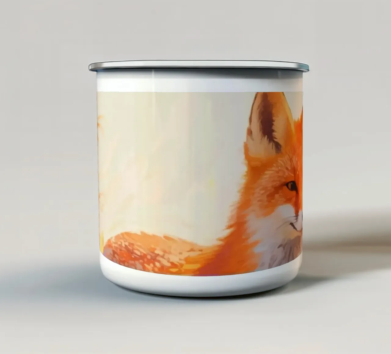 Volpe in piedi nel prato tazza in smalto da Slash Shop
