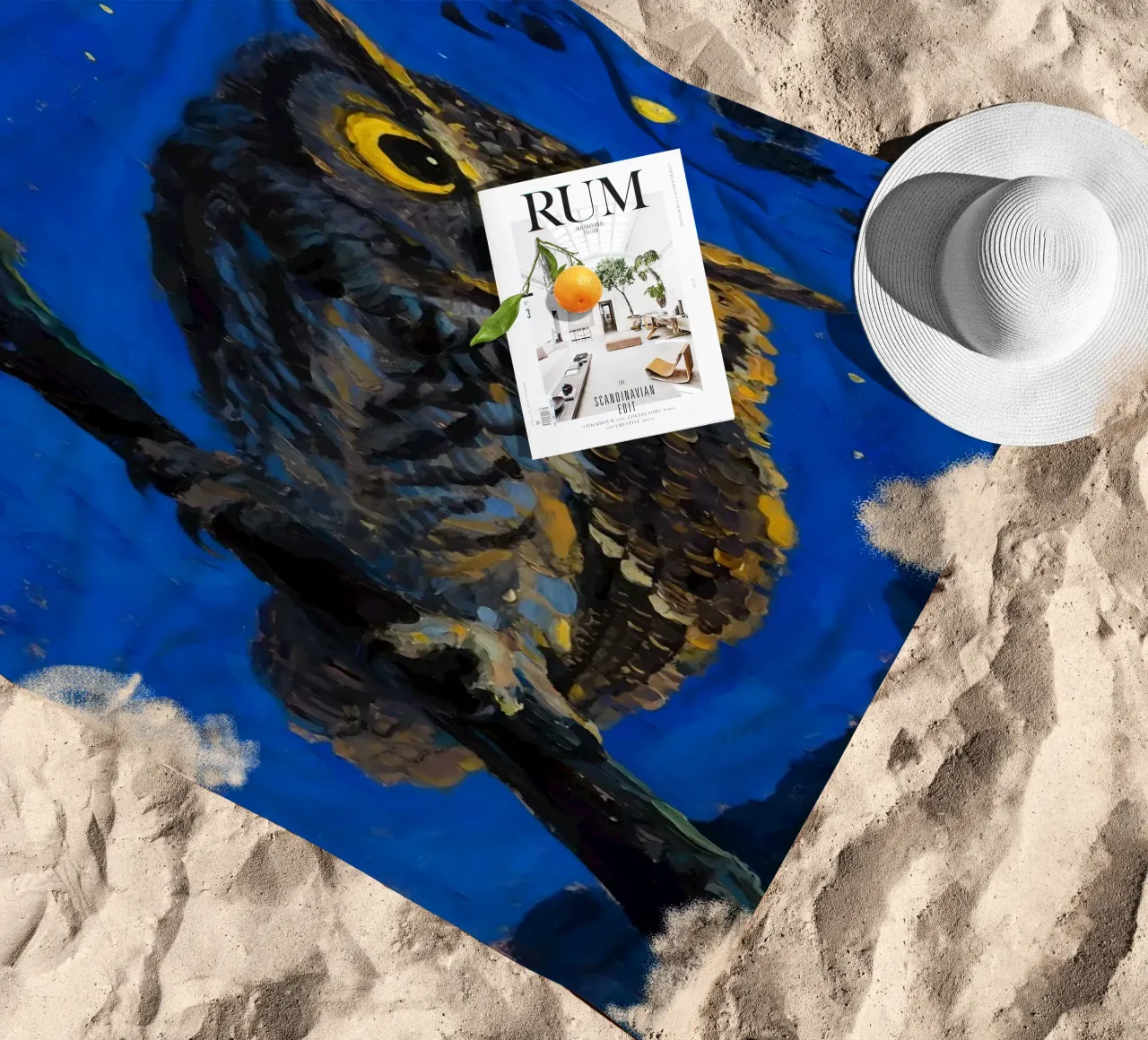 Gufo di notte telo mare da Slash Shop