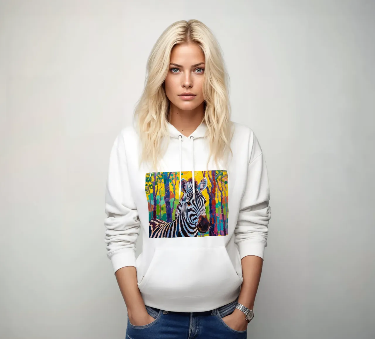 zebra nella foresta felpa con cappuccio da Slash Shop