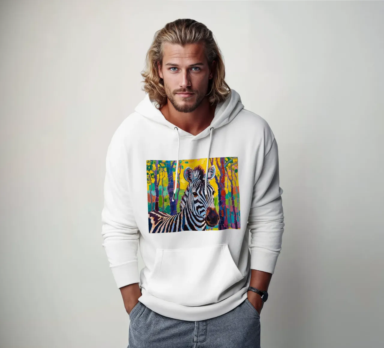 zebra nella foresta felpa con cappuccio da Slash Shop