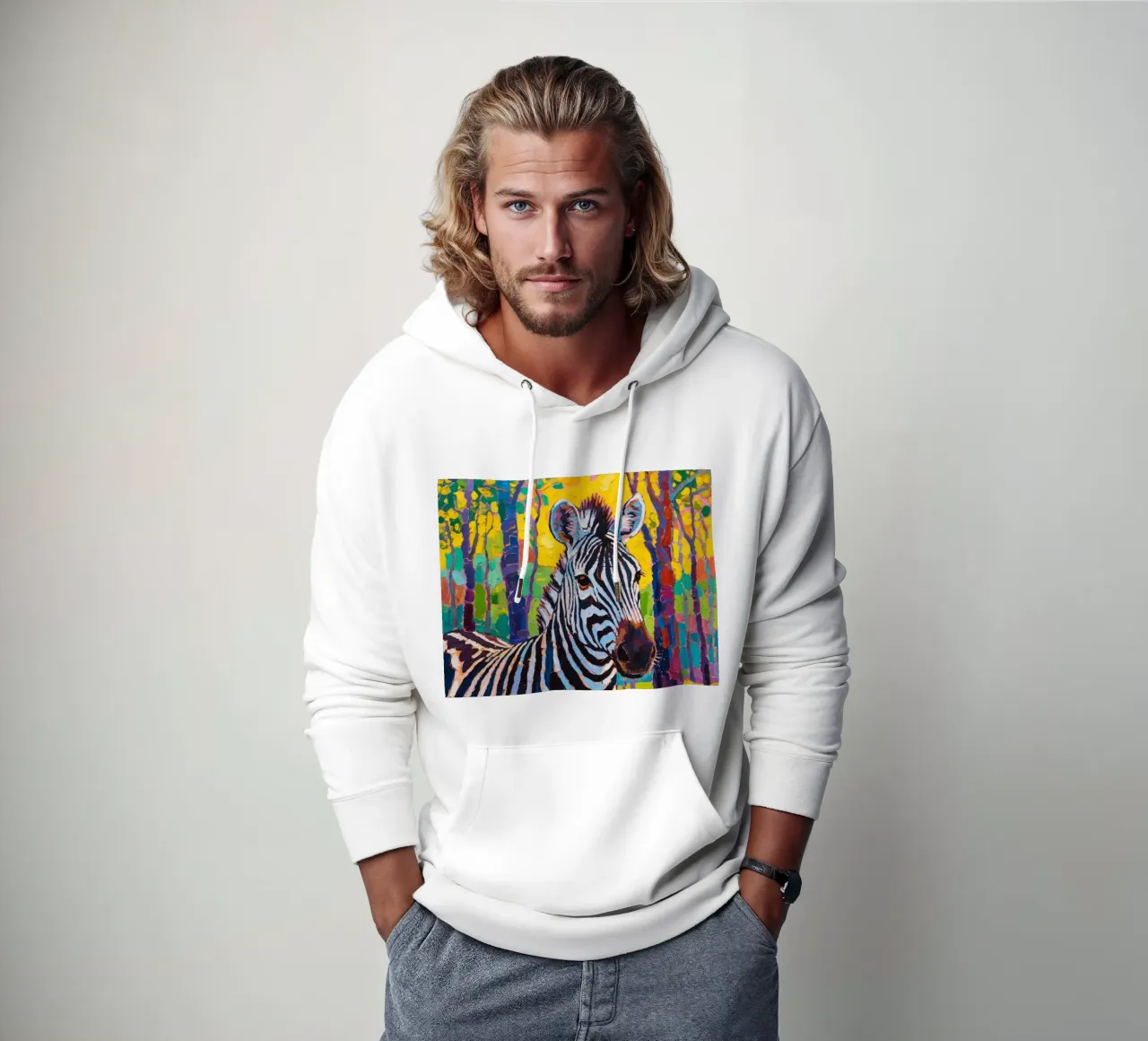 zebra nella foresta felpa con cappuccio da Slash Shop