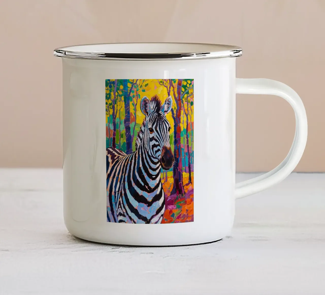 zebra nella foresta tazza in smalto da Slash Shop